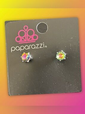 Paparazzi Iridescent Aurora Stud Earrings - Multicolor Sparkle